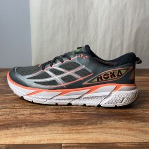 Hoka One One Clifton 2 Running Sneakers Grey Coral Size 10.5